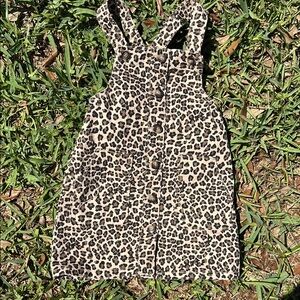 Denim Leopard Print Button-Up Dress